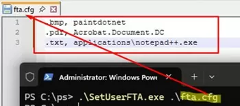 Apply config file with SetUserFTA