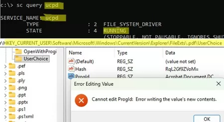 User Choice Protection Driver UCPD in windows 11 prevents changes in file associations