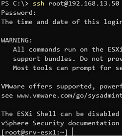 connecting esxi host via ssh