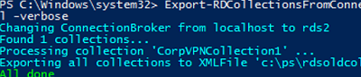 Export rds configuration with powershell - Export-RDCollectionsFromConnectionBroker 