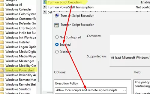GPO - enable PowerShell execution policy