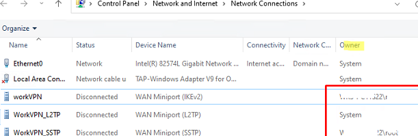 list of network connections in windows