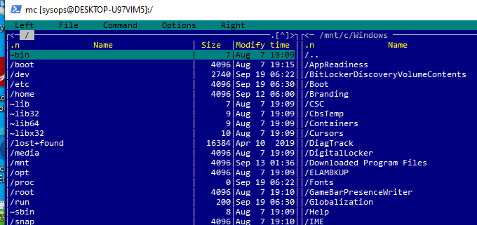 Midnight Commander on WSL