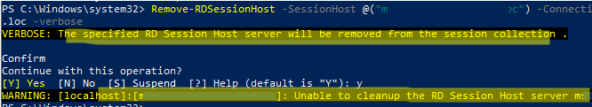 Remove-RDSessionHost - Unable to cleanup the RD Session Host server 
