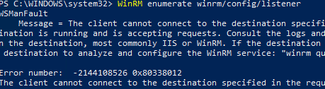 WinRM enumerate error WSManFault 