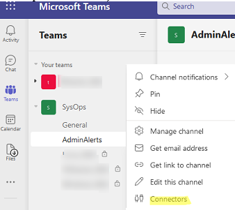 Add Connector to Microsoft Teams Client