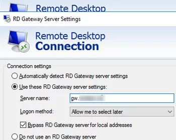 mstsc client - use RD gateway