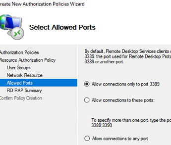 rd gateway - allowed port