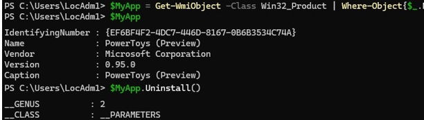 Uninstall Windows app via WMI