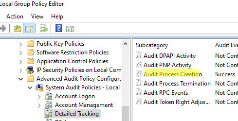 Enable GPO Option: Audit Process Creation 