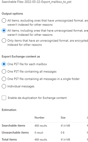 Export mailbox items to PST file instead of online