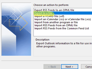 Export Outlook Email to PST File