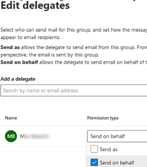 Allow members to send as or on behalf of a group in Microsoft 365