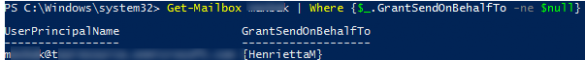 powershell find send as permissions