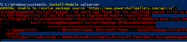 PowerShell Install-Module - Unable to resolve package source 