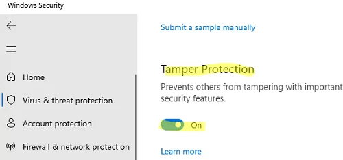 Protect Microsoft Defender security settings with tamper protection