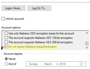 Disable Kerberos Pre-Authentication flag for user account in Active Directory