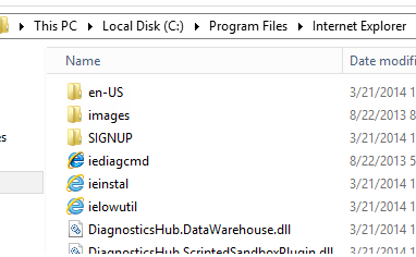 iexplore.exe missing from program files