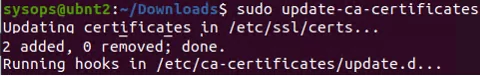 update-ca-certificates - updates the directory /etc/ssl/certs to hold SSL certificates and generates ca-certificates.crt