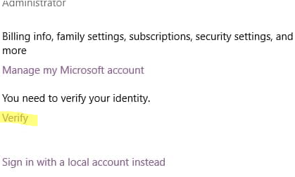 Verify Microsoft account credentials on Windows 10