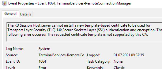 The Requested Certificate Template Is Not Supported By This Ca