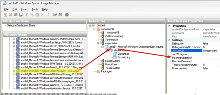 Microsoft-Windows-UnattendedJoin - generate unattend.xml