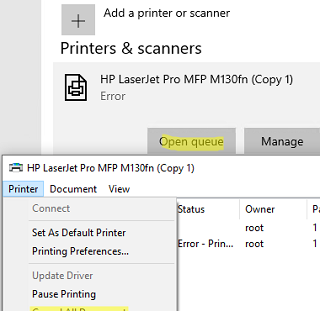 Clear Print Queue in Windows 10