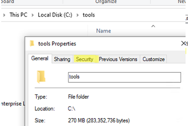 How to enable the Security tab in Explorer folder properties 