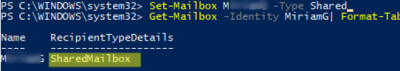 PowerShell: Convert a User Mailbox to a Share Type