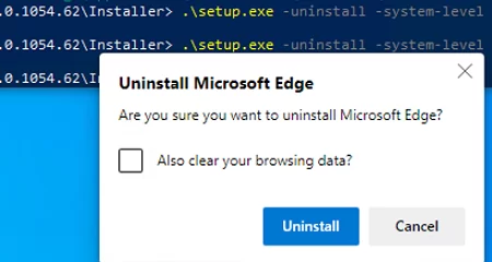 Remove Microsoft Edge in Windows using the command line