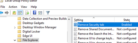 Remove Security Tab option in Group Policy