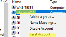 Reset computer account in Active Directroy