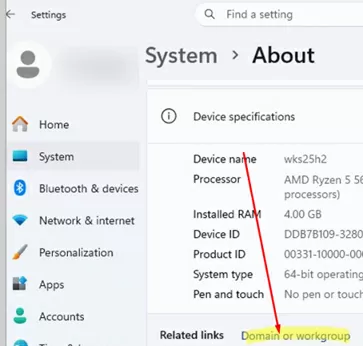 windows 11 join domain via system properties dialog