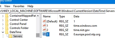 Change internet time server in Windows registry