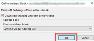 Download changes since last send/receive from offline global address list 