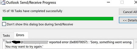 The Global Address List is not updating in Outlook (0x80070057): 
