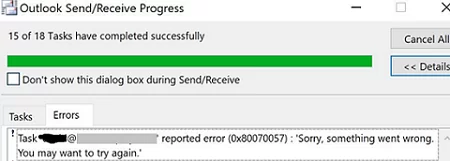 Global address list is not updating in Outlook (0x80070057): 