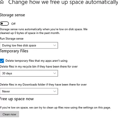 Storage Space - delete temporary files