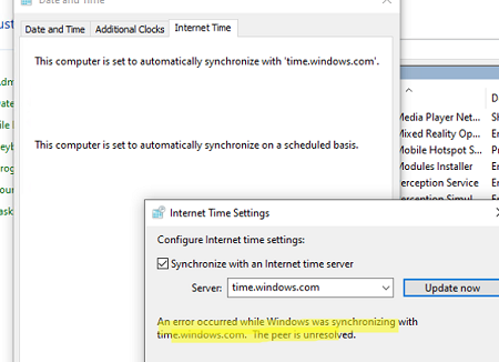 Windows won't sync time with time.mocrosoft.com