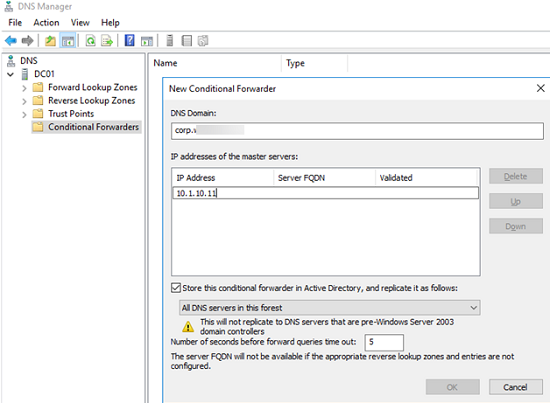 Add a Conditional Forwarder to Windows Server DNS 
