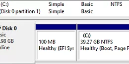 check new system drive size