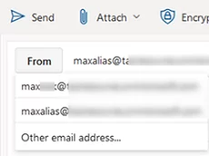 select mailbox alias to send fro,
