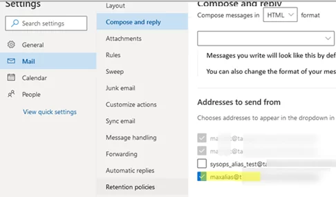 Select mailbox SMTP aliases to show in Outlook "From"