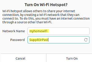 Set the SSID (name) and password for the wireless access point 