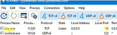 TCPView - Find the Process Listening to Port on Windows