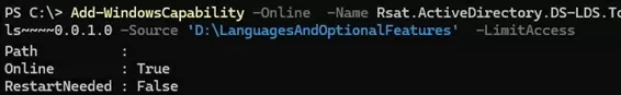 Add-WindowsCapability RSAT offline from ISO FoD image