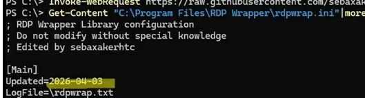 download new rdpwrap.ini