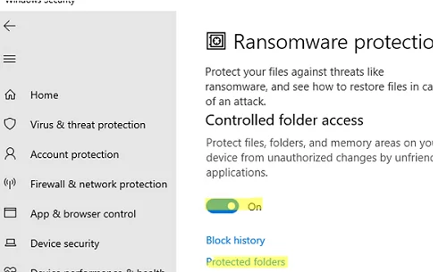 Enable Controlled Folder Access on Windows to protect against ransomware 