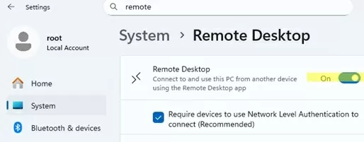 enable remote desktop on windows