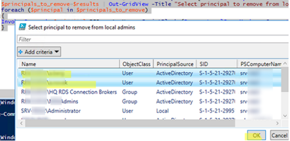 How to remove users from local Administrators group with PowerShell?